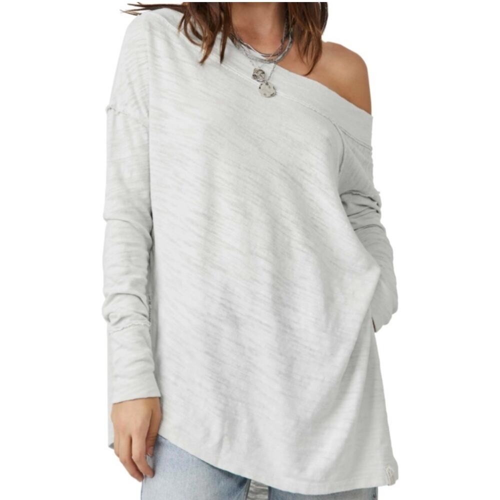 FP We the Free To The Right Off Shoulder Asymmetrical Oversized Top Size Small